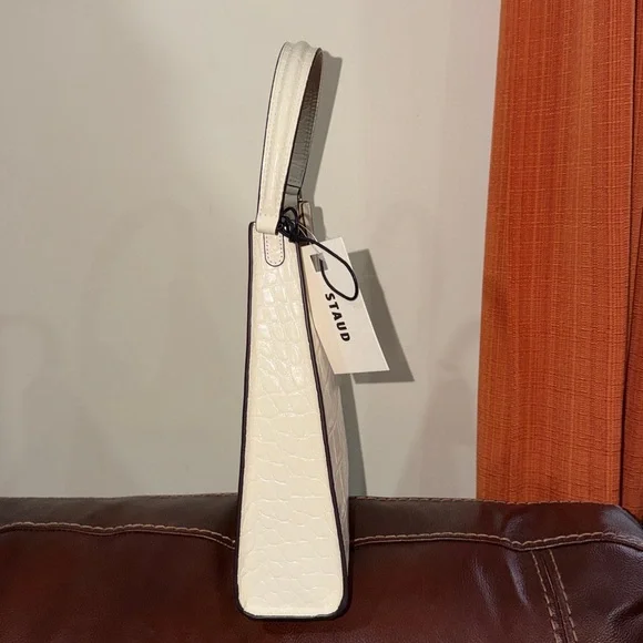 🔥🔥🔥NEW Staud Rey Croc Embossed Leather Shoulder Bag - Picture 5 of 10